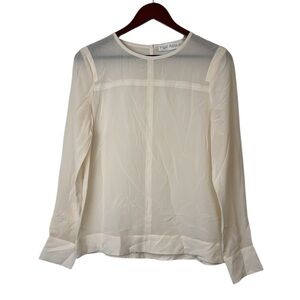 Yigal Azrouel Cream Silk long sleeve blouse Sz 8